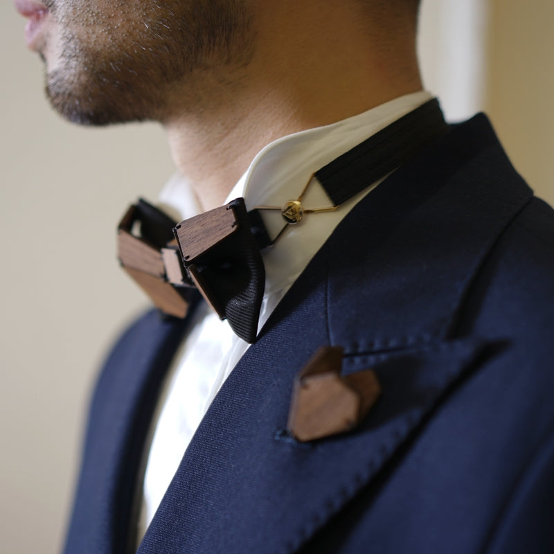 Geometry Series Wood Pre-tied Bowtie