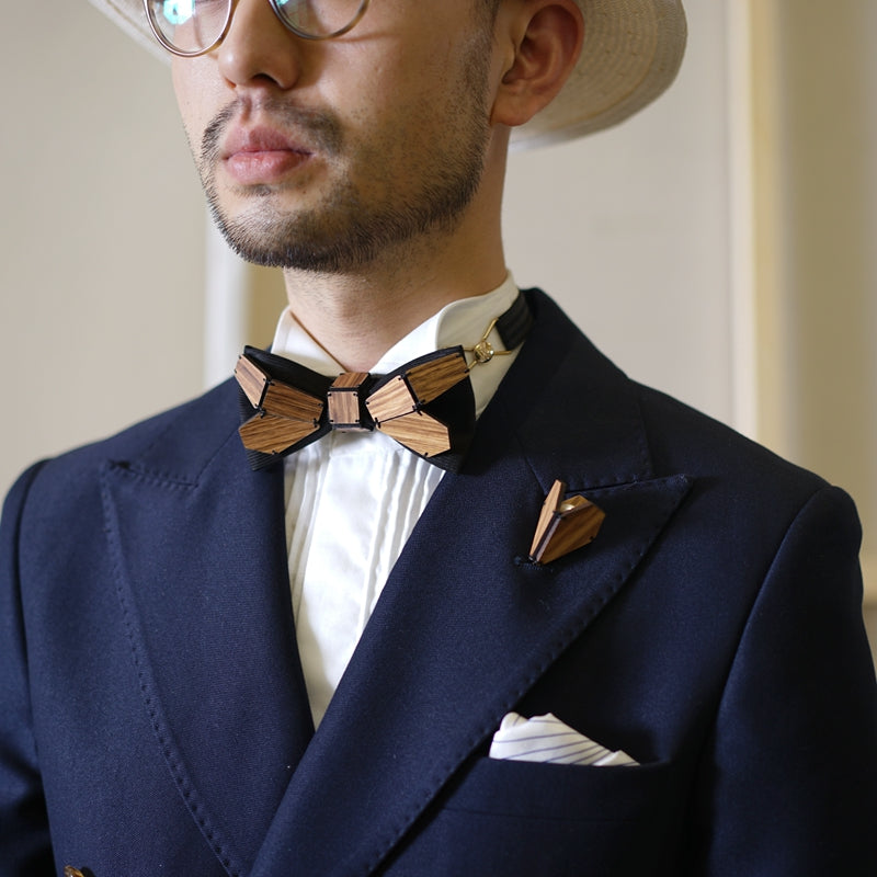 Geometry Series Wood Pre-tied Bowtie